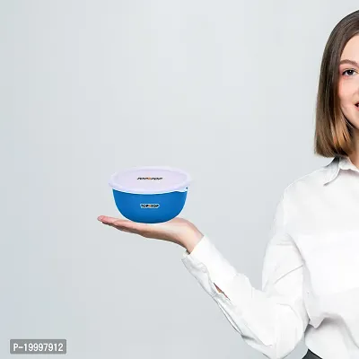 Microwave Bowl Set with Lid, Steel Bowl Set, Mixing Bowl, Dinner Set, Food Containers, Bowl 500ml, Set of 2, Blue-thumb3