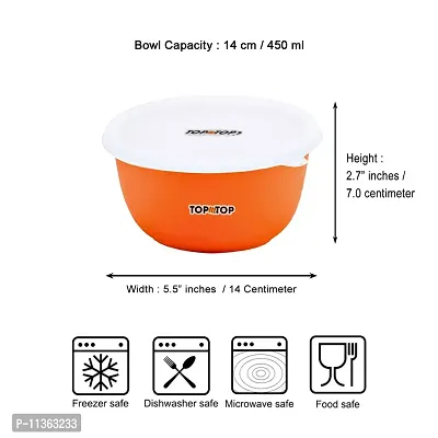 TOPMTOP Microwave Safe Bowl, Bowl Sets, Stainless Steel Serving Bowls, Kitchen Food Storage Bowls, Mixing Bowls, Kitchen Items, Bowl 450ml, Pack of 2, Orange-thumb3