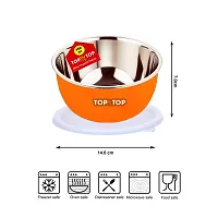 TOPMTOP Microwave Safe Bowl, Bowl Sets, Stainless Steel Serving Bowls, Kitchen Food Storage Bowls, Mixing Bowls, Kitchen Items, Bowl 450ml, Pack of 4, Multicolor-thumb1