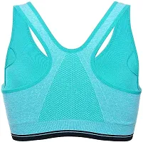 Flicarts Women's Fitness Push-up,Nylon Spandex Lightly Padded,Non-Wired Front Zipper Sports Bra(Free Size) Sky-Blue-thumb3