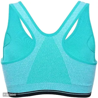 Flicarts Women's Fitness Push-up,Nylon Spandex Lightly Padded,Non-Wired Front Zipper Sports Bra(Free Size) Sky-Blue-thumb4