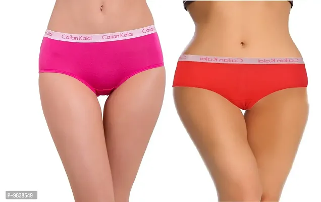 Flicarts Cailan Kalai Women's Hipster Panty(Pack of 2) (L, Pink_Red)-thumb0