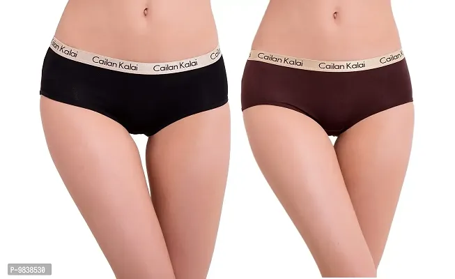 Flicarts Cailan Kalai Women's Hipster Panty(Pack of 2) (XL, Black_Brown)