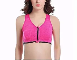 Flicarts Women's Fitness Push-up,Nylon Spandex Lightly Padded,Non-Wired Front Zipper Sports Bra(Free Size)-thumb2