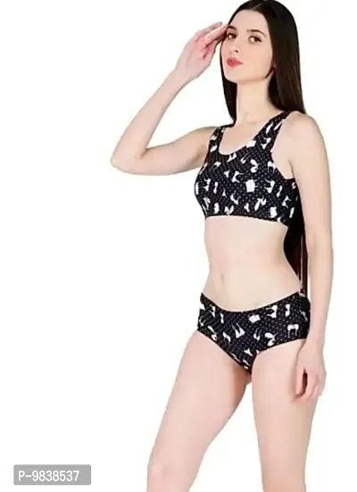 Buy Flicarts Women's Bralette Printed Padded Bra Panty Set Stylish Designer  Lingerie Set (Stretch, 32B, Black) Online In India At Discounted Prices