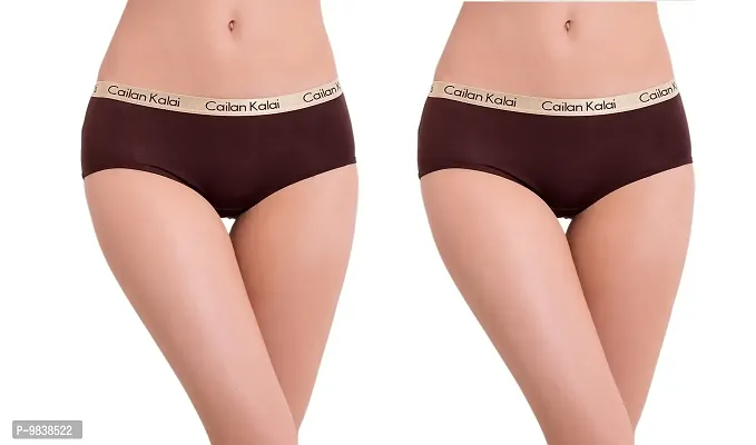 Flicarts Cailan Kalai Women's Hipster Panty(Pack of 2) (L, Brown)-thumb0