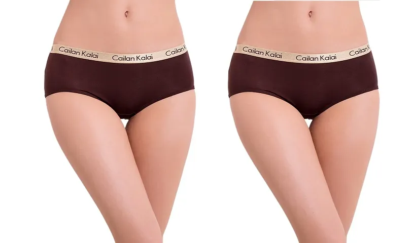 Flicarts Cailan Kalai Women's Hipster Panty(Pack of 2) (L, Brown)