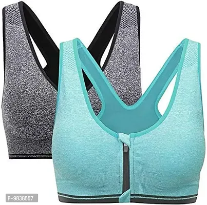 Buy CLOVIA Grey Womens Padded Non-Wired Zipper Front Gym-Sports
