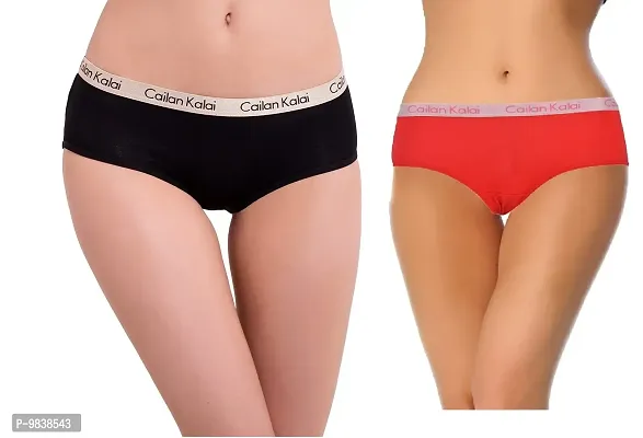 Flicarts Cailan Kalai Women's Hipster Panty(Pack of 2) (M, Black_Red)-thumb0