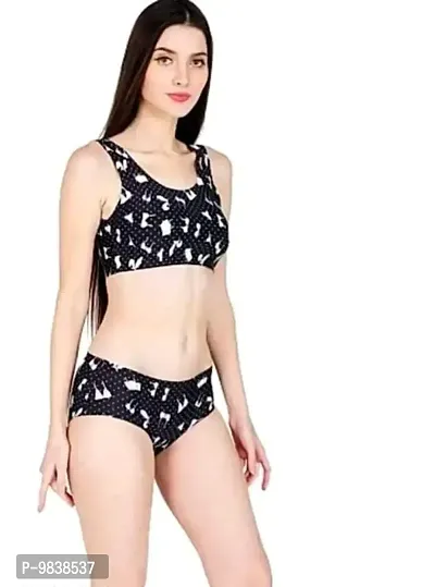 Buy Flicarts Women's Bralette Printed Padded Bra Panty Set Stylish Designer  Lingerie Set (Stretch, 32B, Black) Online In India At Discounted Prices