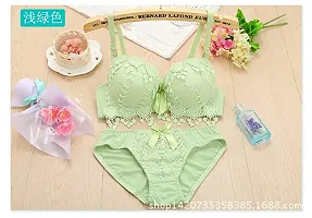 Flicarts Women's Gorgeous Honeymoon Heavily Padded underwwired Push up Bra Panty Bridal Set (32, Barbie Purple)-thumb3