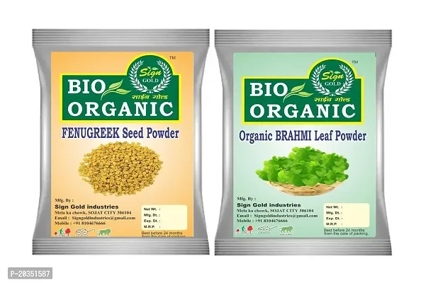 Pure and Organic Fenugreek and Brahmi Leaf Powder for Hair Volumizing??(200 g)