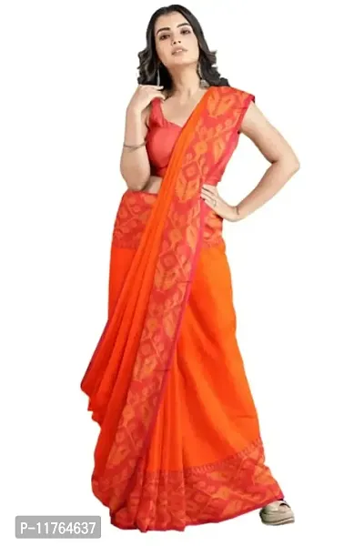 Fancy Handloom Saree With Blouse Peice, OSL, Orange