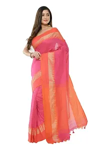 RUPANJALI SOFT COTTON Pink & Red JAMDANI HANDLOOM SAREES FOR WOMEN with Pom-Pom - With Blouse Piece | RS_J006_Pink&Red-thumb2