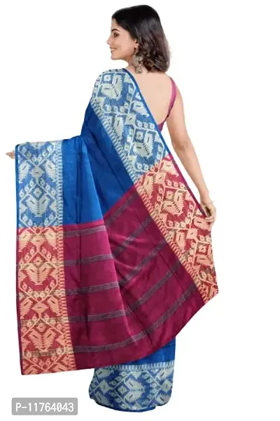 Fancy Handloom Khadi Saree With Blouse Peice, Sky, OSL-thumb2