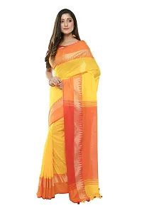 RUPANJALI SOFT COTTON Yellow & Red JAMDANI HANDLOOM SAREES FOR WOMEN with Pom-Pom - With Blouse Piece | RS_J006_Yellow&Red-thumb2