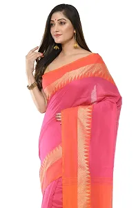 RUPANJALI SOFT COTTON Pink & Red JAMDANI HANDLOOM SAREES FOR WOMEN with Pom-Pom - With Blouse Piece | RS_J006_Pink&Red-thumb3