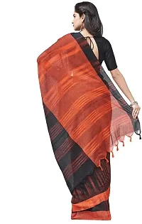 SHARMA HANDLOOM Textile Women's Jharna Soft Cotton Saree with Blouse Piece (Black & orenge)-thumb1