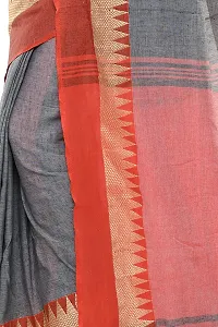 RUPANJALI SOFT COTTON Grey & Red JAMDANI HANDLOOM SAREES FOR WOMEN with Pom-Pom - With Blouse Piece | RS_J006_Grey&Red-thumb4