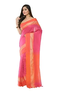 RUPANJALI SOFT COTTON Pink & Red JAMDANI HANDLOOM SAREES FOR WOMEN with Pom-Pom - With Blouse Piece | RS_J006_Pink&Red-thumb1