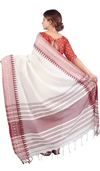 Ankita SAREE HOUSE Women's Traditional Bengal Handloom Cotton Begampuri Saree, (ASH_White_022)-thumb1