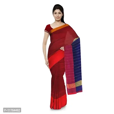 Suto Tant Handloom Women's Cotton Silk Saree (Red, Suto_43)-thumb0
