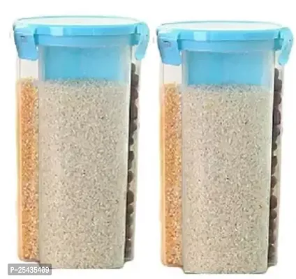 Container Jar Set, Plastic Square Kitchen Storage, Pack Of 2