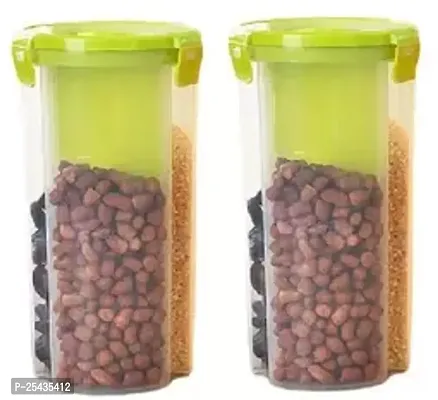 Container Jar Set, Plastic Square Kitchen Storage, Pack Of 2