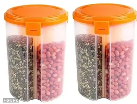 Container Jar Set, Plastic Square Kitchen Storage, Pack Of 2