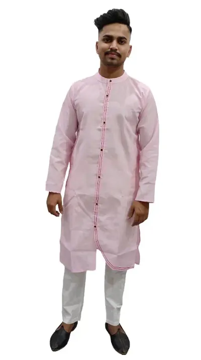 Classic Linen Blend Solid Kurtas for Men