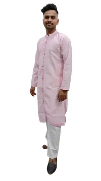 Classic Linen Blend Solid Kurtas for Men-thumb1