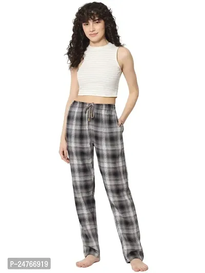 IRIZA Women's Cotton Check Pyjama With Drawstring (S, BigboxBlackWhite)