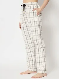 Iriza Women's Cotton Brushed Check Pyjama With Drawstring (XS, OffWhiteBox)-thumb1