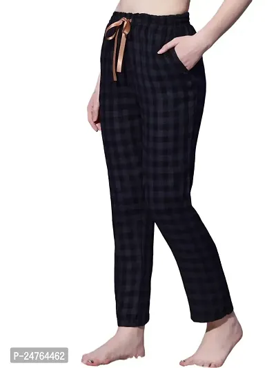 Iriza Women's Cotton Striped Pyjama with Golden Flat Strings (Medium, Black Grey)-thumb0