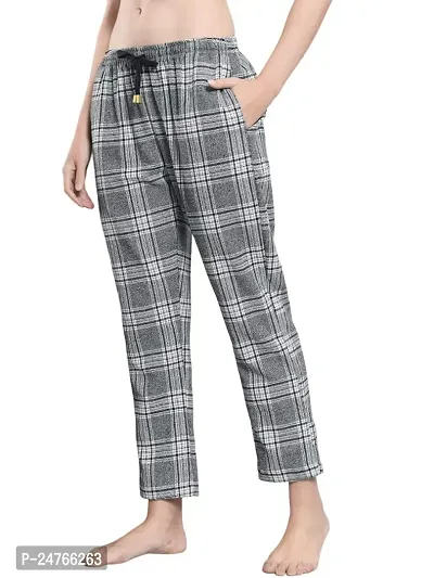 Iriza Women's Cotton Brushed Check Pyjama With Drawstring (XL, GreyBig)