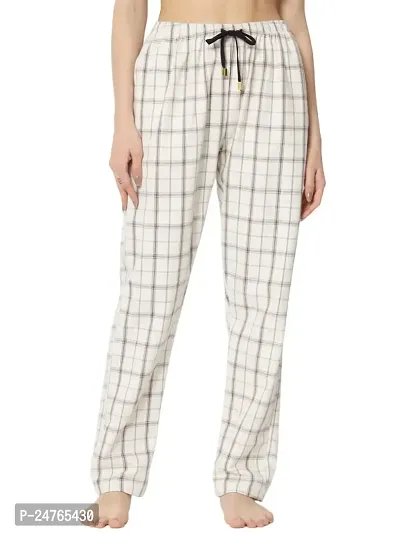 Iriza Women's Cotton Brushed Check Pyjama With Drawstring (XS, OffWhiteBox)-thumb0