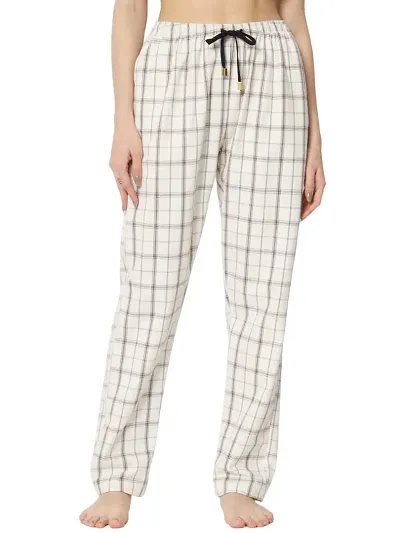 Iriza Women's Brushed Check Pyjama With Drawstring (XS, OffWhiteBox)