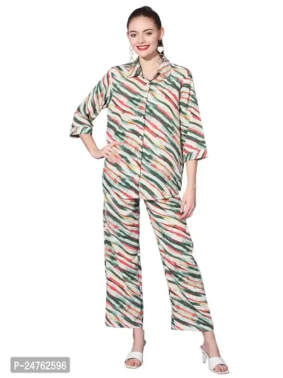 IRIZA Women Co Ord Set| Printed Shirt  Bottom Set for Women| Straight Printed Pant| Women Two-Piece Outfits| Summer Wear| Outdoor Wear.-thumb0