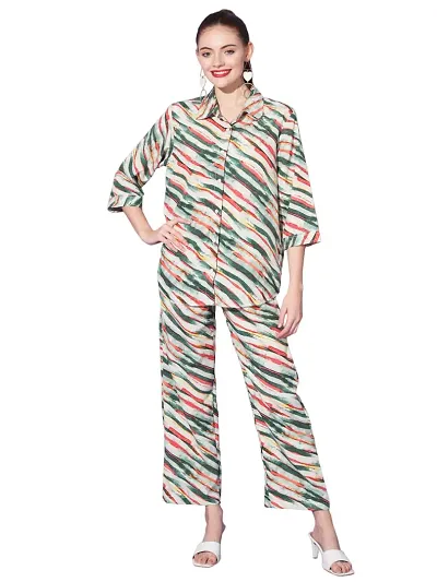 IRIZA Women Co Ord Set| Shirt Bottom Set for Women| Straight Pant| Women Two-Piece Outfits| Summer Wear| Outdoor Wear.