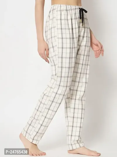 Iriza Women's Cotton Brushed Check Pyjama With Drawstring (XS, OffWhiteBox)-thumb4