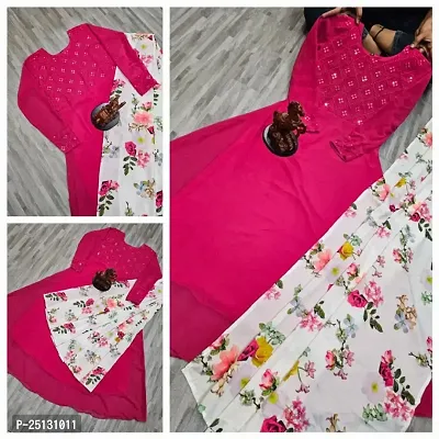 Attractive Georgette Gown for Women With Dupatta