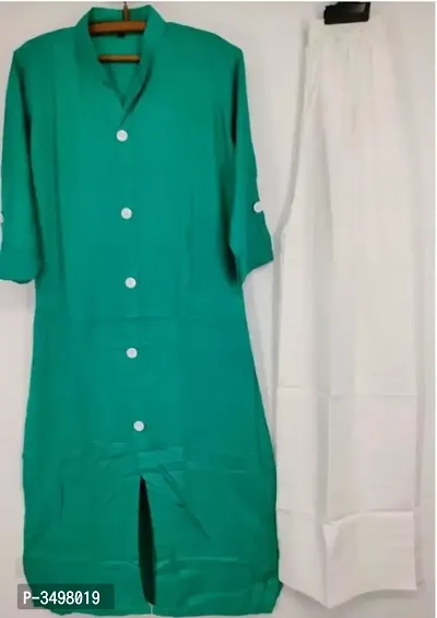 Stylish Green Rayon Solid Kurtas For Women-thumb2