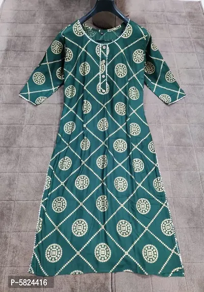 Green Rayon Kurta For Women