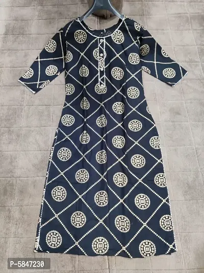 WOMAN RAYON PRINTED KESAR BLACK KURTI-thumb0