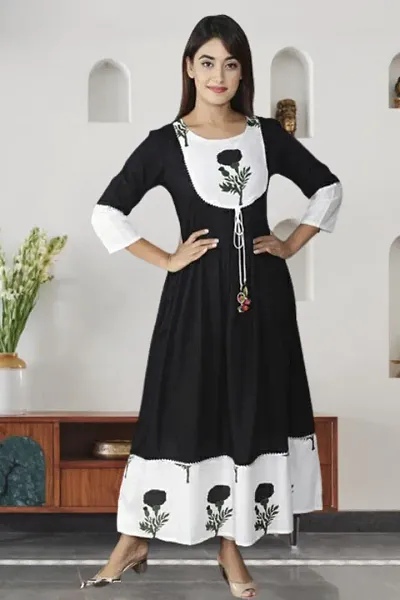 Fabulous Rayon Printed Long Anarkali Kurti