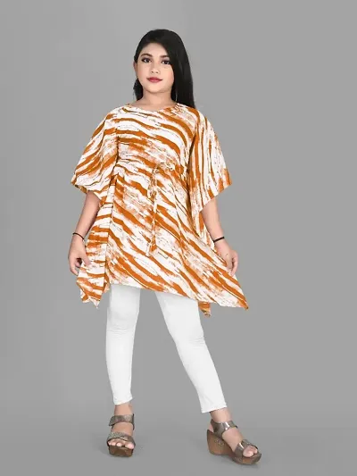 Printed Crepe Kaftan Style Top for Girls