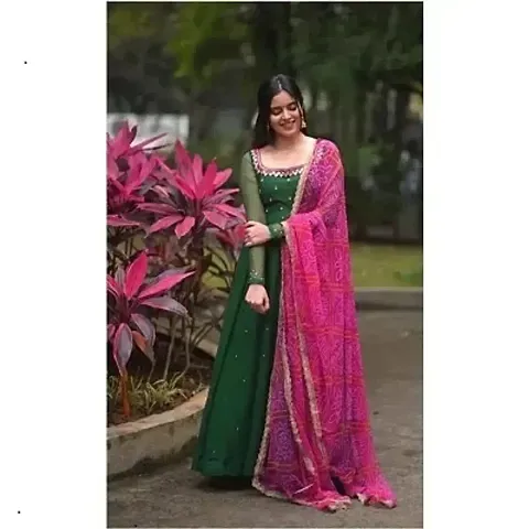Attractive Georgette Gowns For Women With Dupatta