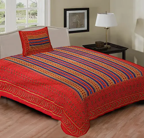 Printed Cotton Single Bedsheet with 1 Pillow Cover