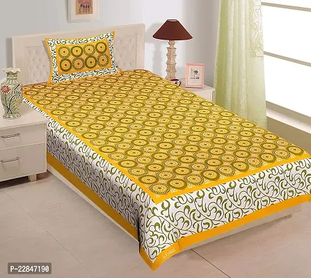 Classic  Ethnic Pure Cotton Single Bed Bedsheet With 1 Pillow Cover - Traditional For Home Bedroom