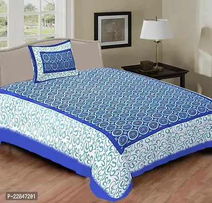Classic  Ethnic Pure Cotton Single Bed Bedsheet With 1 Pillow Cover - Traditional For Home Bedroom